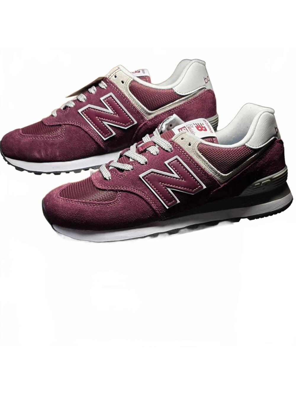 Unisex New Balance Women's 10.5B-Mens Size 9  574 Burgundy Suede & Mesh Sneakers